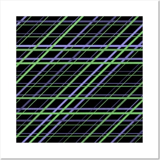 Artsy Purple and Green Geometric Criss Cross Lines Posters and Art